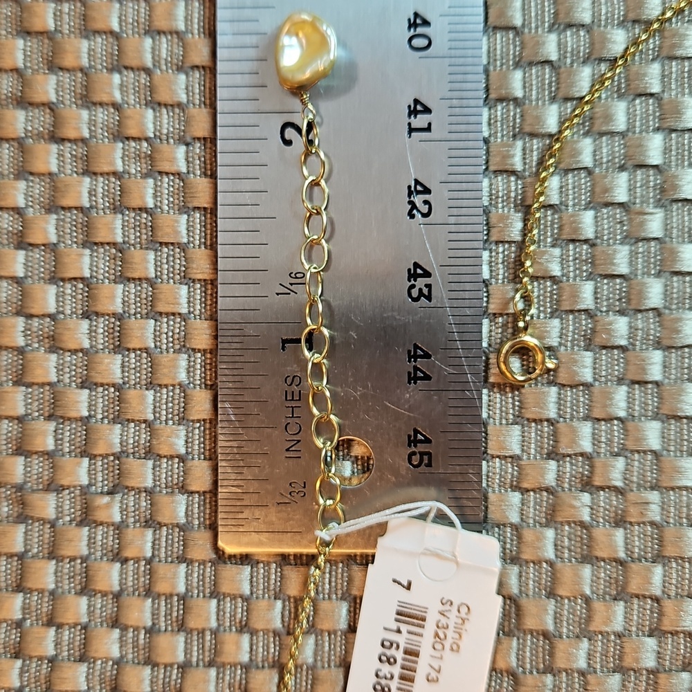 14k Gold Over Silver Freshwater Pearls & Tourmaline Necklace 18" Adjustable - Picture 10 of 11